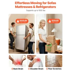 VEVOR Moving Straps, 2-Person Lifting and Moving System with 2 Harness Straps, 2 Load-bearing Straps & 1 Handheld Strap, Adjustable Lifting Shoulder Straps Move Furniture Appliances Mattresses