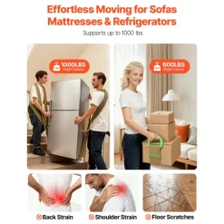 VEVOR Moving Straps, 2-Person Lifting and Moving System with 2 Harness Straps, 1 Load-bearing Strap & 1 Handheld Strap, Adjustable Lifting Shoulder Straps Move Furniture Appliances Mattresses