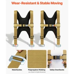 VEVOR Moving Straps, Supports up to 1000 lbs, 2-Person Lifting and Moving System with 2 Harness Straps & 2 Load-bearing Straps, Adjustable Lifting Shoulder Straps Move Furniture Appliances Mattresses