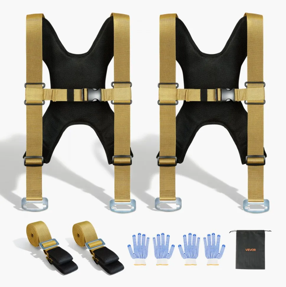 VEVOR Moving Straps, Supports up to 1000 lbs, 2-Person Lifting and Moving System with 2 Harness Straps & 2 Load-bearing Straps, Adjustable Lifting Straps for Moving Furniture Appliances Mattresses