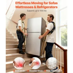 VEVOR Moving Straps, Supports up to 1000 lbs, 2-Person Lifting and Moving System with 2 Harness Straps & 2 Load-bearing Straps, Adjustable Lifting Straps for Moving Furniture Appliances Mattresses