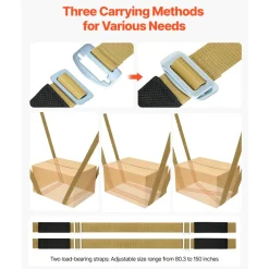 VEVOR Moving Straps, Supports up to 1000 lbs, 2-Person Lifting and Moving System with 2 Harness Straps & 2 Load-bearing Straps, Adjustable Lifting Straps for Moving Furniture Appliances Mattresses