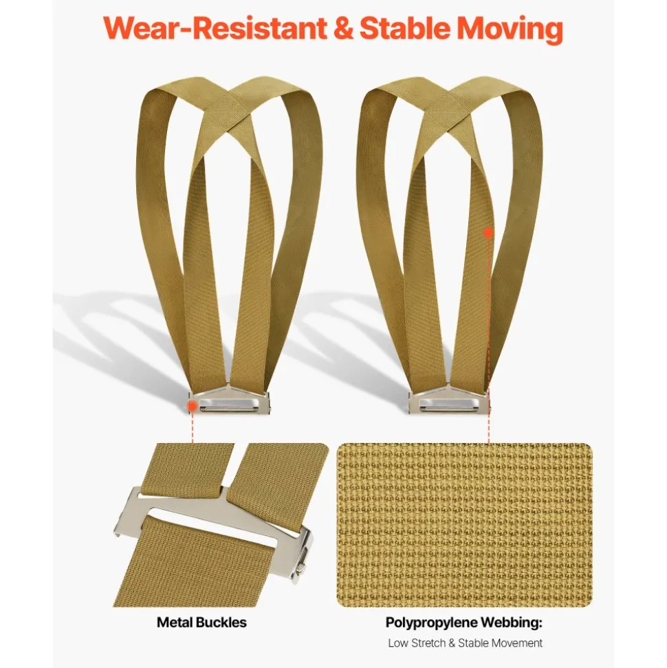 VEVOR Moving Straps, Supports up to 1000 lbs, 2-Person Lifting and Moving System with 2 Harness Straps & 1 Load-bearing Strap, Adjustable Lifting Shoulder Straps Move Furniture Appliances Mattresses