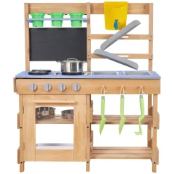 VEVOR Mud Kitchen, Outdoor Mud Kitchen for Kids, Wood Outdoor Play Kitchens with Stoves, Hooks, Sinks, Planting Shovels, Spatulas, Handle, Cookware Pots and Accessories, Play with Water and Sand