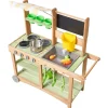 VEVOR Mud Kitchen, Outdoor Mud Kitchen for Kids, Wood Outdoor Play Kitchens with Spoons, Sink, Sunshade Canopy, Swivel Wheels, Cookware Pots and Accessories, Wooden Play Kitchens for Home, Lawn