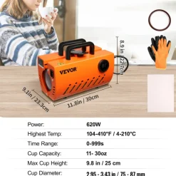 VEVOR Mug Heat Press Machine, 30oz Tumbler Heat Press, Sublimation Transfer 11-15oz 16-25oz 30oz Straight Skinny Tumblers, Cup Heat Press with Heat-resist Gloves, Tape, DIY Ceramic Mugs Glasses