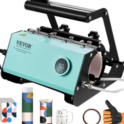 VEVOR Mug Heat Press, 11-30oz Tumbler Heat Press Machine, Sublimation Transfer Straight Skinny Tumblers, Cup Heat Press with Heat-resist Gloves & Tape, DIY Ceramic Mugs Cups Glasses, As Gift, Green