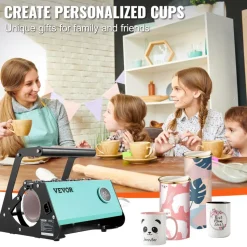 VEVOR Mug Heat Press, 11-30oz Tumbler Heat Press Machine, Sublimation Transfer Straight Skinny Tumblers, Cup Heat Press with Heat-resist Gloves & Tape, DIY Ceramic Mugs Cups Glasses, As Gift, Green
