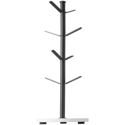 VEVOR Mug Holder Tree with Marble Base, 8 Hooks Coffee Cup Holder for Counter, Carbon Steel Mug Tree Cup Rack Stand, Upgraded Coffee Cup Tree for Coffee Bar Kitchen Home Organizer (Matte Black)