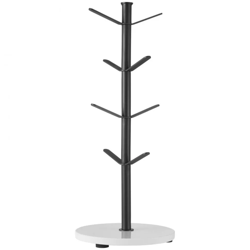 VEVOR Mug Holder Tree with Marble Base, 8 Hooks Coffee Cup Holder for Counter, Carbon Steel Mug Tree Cup Rack Stand, Upgraded Coffee Cup Tree for Coffee Bar Kitchen Home Organizer (Matte Black)