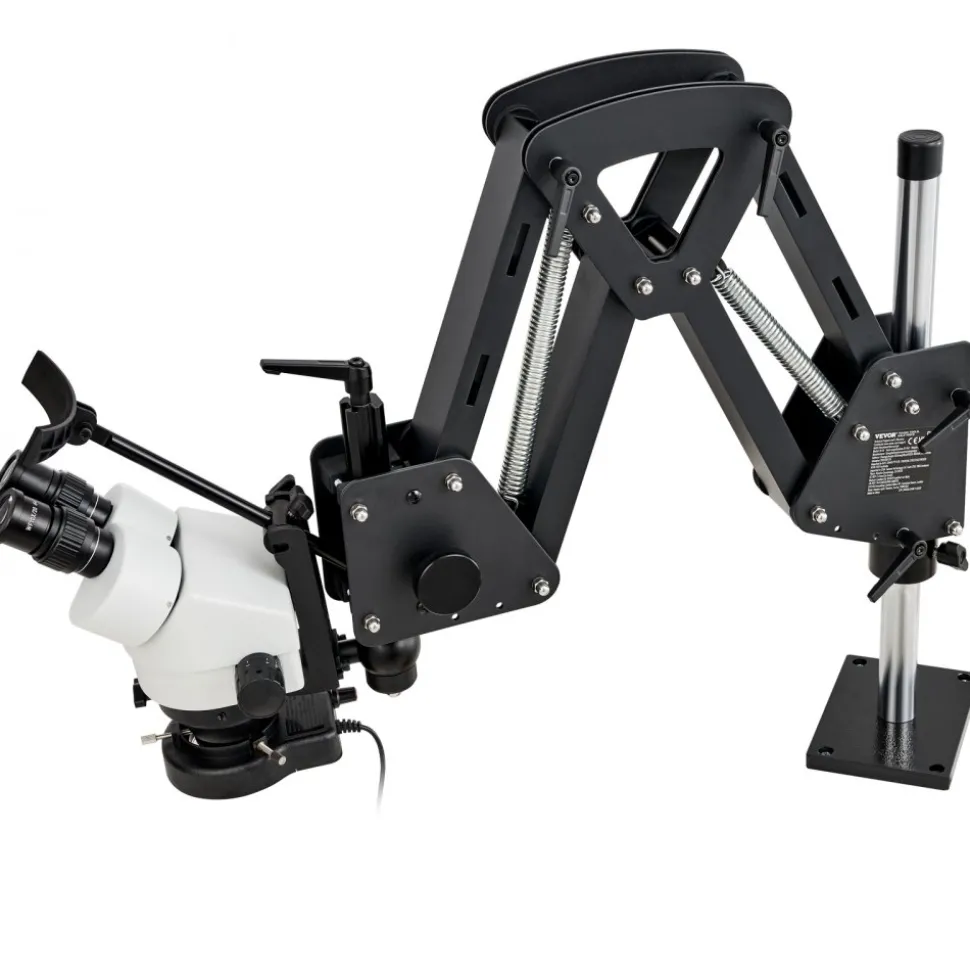 VEVOR Multi-Directional Microscope with Spring Bracket, 7X-45X Magnification Jewelry Microscope, Micro Jewelry Inlaid Stand with Integrated USB Ring LED Light, Jewelers Microscope for Jewelry Inlay