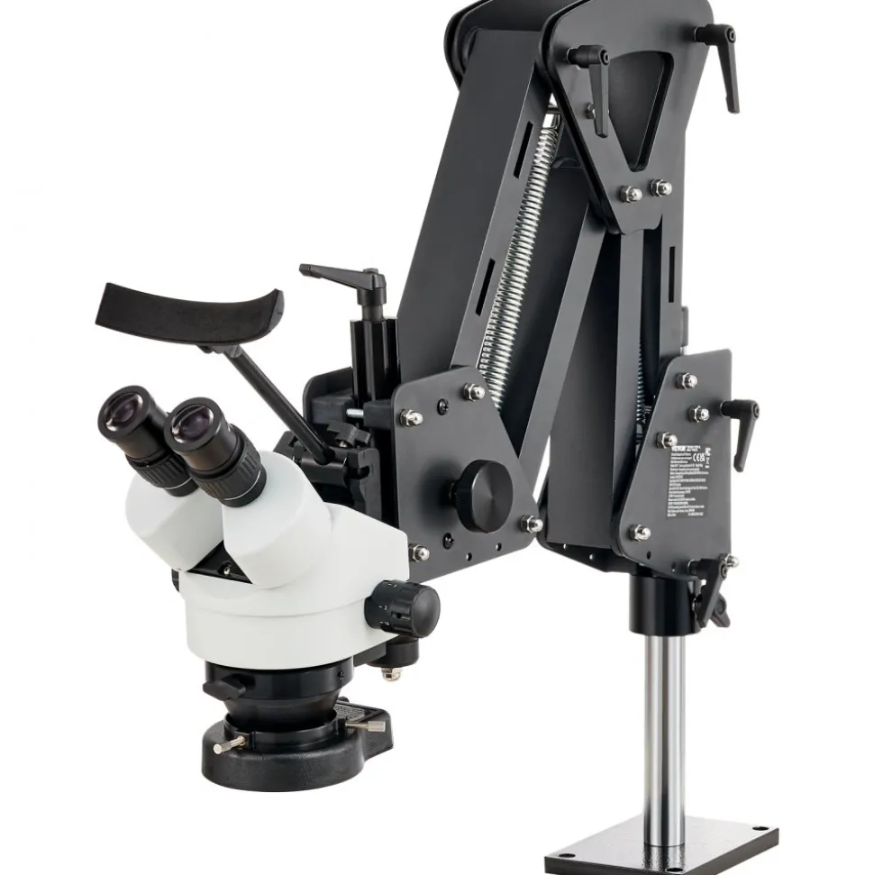 VEVOR Multi-Directional Microscope with Spring Bracket, 7X-45X Magnification Jewelry Microscope, Micro Jewelry Inlaid Stand with Integrated USB Ring LED Light, Jewelers Microscope for Jewelry Inlay