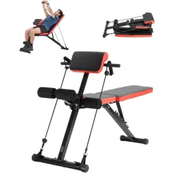 VEVOR Multi-Functional Weight Bench for Full Body Workout, Roman Chair Hyperextension Bench, 770 lbs Adjustable & Foldable Equipment for Back Arm Core Ab Workout, Sit Up Exercise Machine for Home Gym