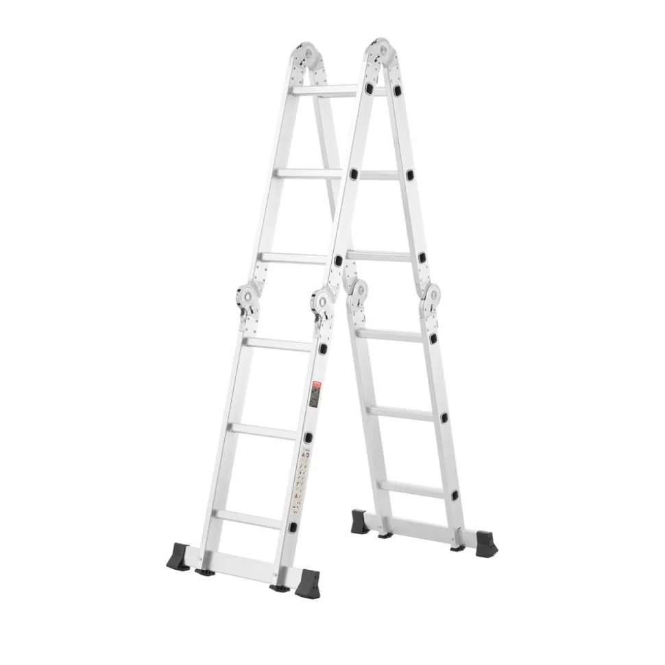 VEVOR Multi-Purpose Folding Ladder, 7-in-1 Tall Extension Step Ladder, A Frame 4 Step with Scaffolding Plank Telescoping Ladder, 15.5ft Reach Height Heavy Duty , 330 lbs Capacity for Home Outdoor