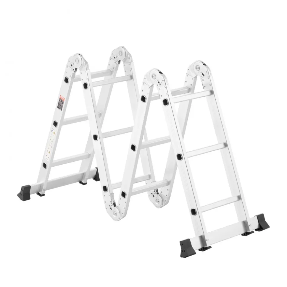 VEVOR Multi-Purpose Folding Ladder, 7-in-1 Tall Extension Step Ladder, A Frame 4 Step with Scaffolding Plank Telescoping Ladder, 15.5ft Reach Height Heavy Duty , 330 lbs Capacity for Home Outdoor