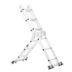 VEVOR Multi-Purpose Folding Ladder, 7-in-1 Tall Extension Step Ladder, A Frame 4 Step with Scaffolding Plank Telescoping Ladder, 15.5ft Reach Height Heavy Duty , 330 lbs Capacity for Home Outdoor