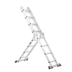 VEVOR Multi-Purpose Folding Ladder, 7-in-1 Tall Extension Step Ladder, A Frame 4 Step Telescoping Ladder, 15.5ft Reach Height Heavy Duty Adjustable Ladder, 330 lbs Capacity for Home Outdoor