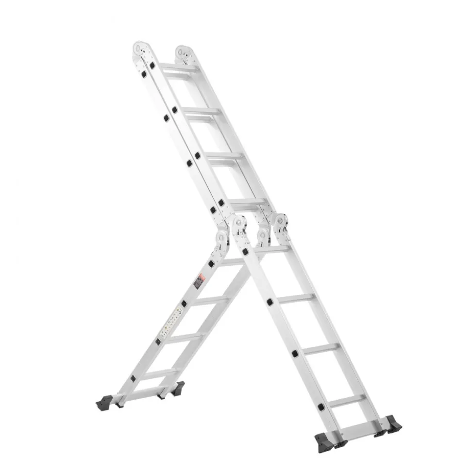 VEVOR Multi-Purpose Folding Ladder, 7-in-1 Tall Extension Step Ladder, A Frame 4 Step Telescoping Ladder, 15.5ft Reach Height Heavy Duty Adjustable Ladder, 330 lbs Capacity for Home Outdoor