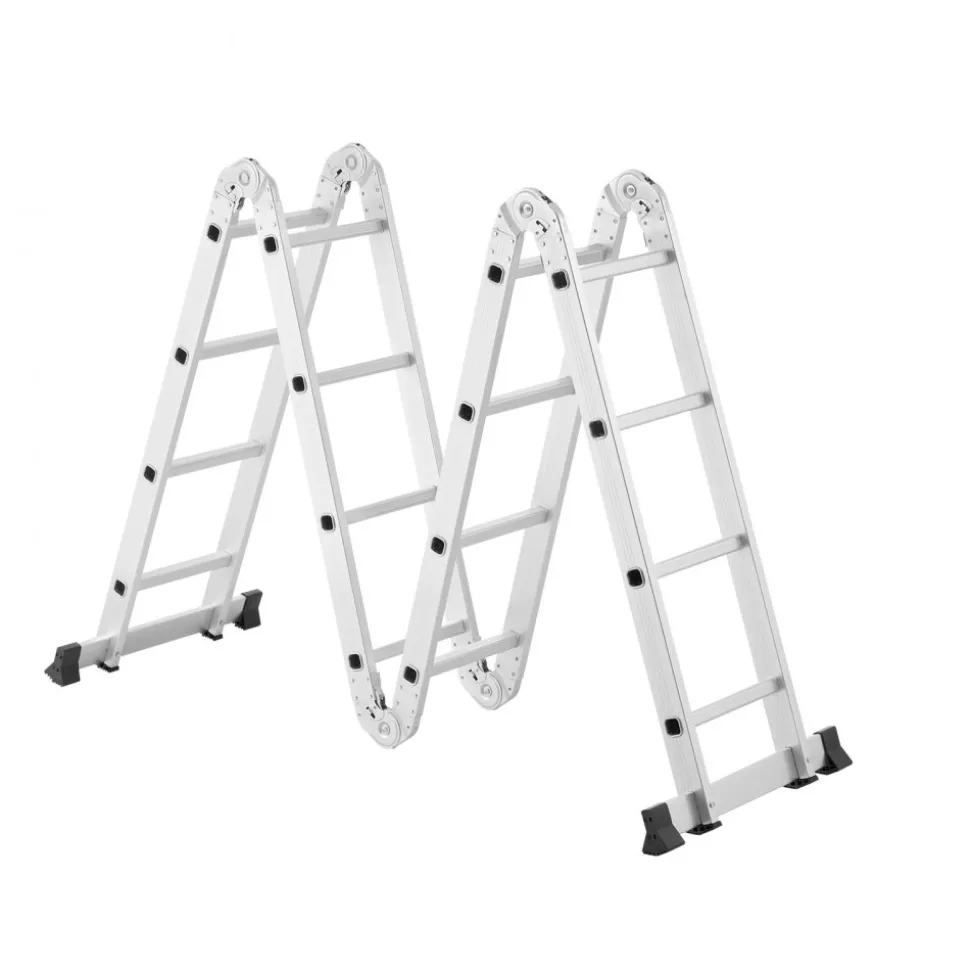 VEVOR Multi-Purpose Folding Ladder, 7-in-1 Tall Extension Step Ladder, A Frame 4 Step Telescoping Ladder, 15.5ft Reach Height Heavy Duty Adjustable Ladder, 330 lbs Capacity for Home Outdoor