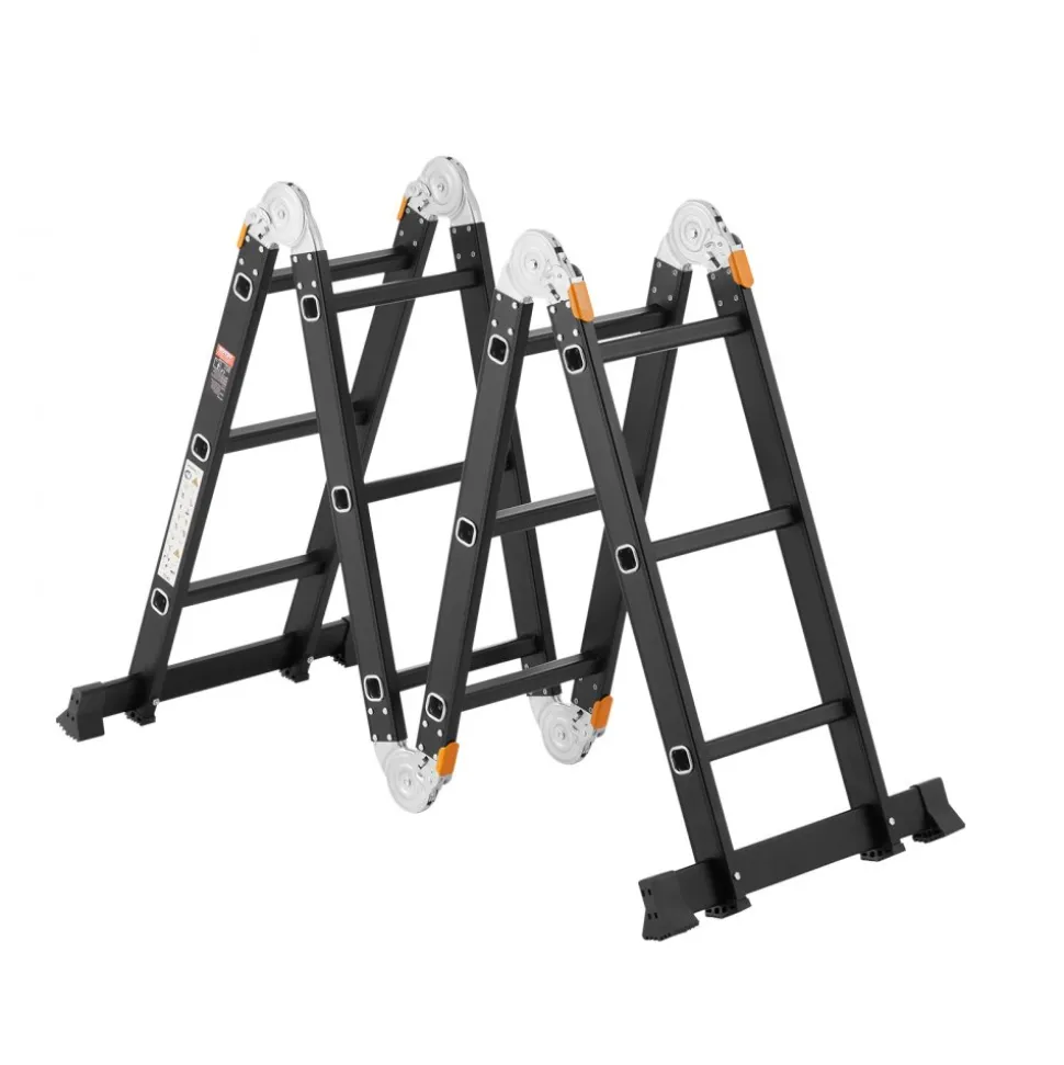 VEVOR Multi-Purpose Folding Ladder, 7-in-1 Tall Extension Step Ladder, A Frame 3 Step with Scaffolding Plank Telescoping Ladder, 12ft Reach Height Heavy Duty Ladder, 330 lbs Capacity for Home Outdoor