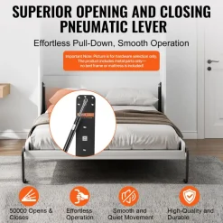 VEVOR Murphy Bed Kit, Twin Size, Vertical Deluxe DIY Wall Bed Mechanical Hardware Kit, Pneumatic Lever Heavy Duty Bed Frame Support, Folding Cabinet Wall Bed Space Saving Design for Guestroom