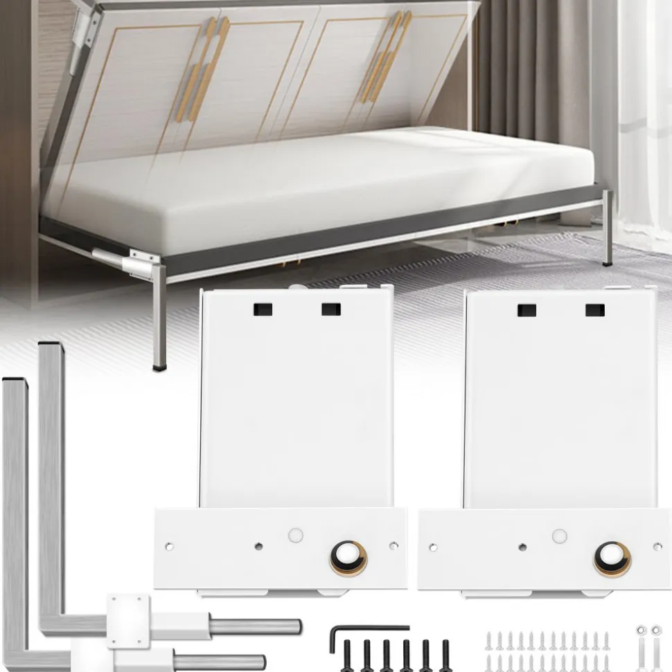 VEVOR Murphy Mounting Wall Springs Mechanism Heavy Duty Support Hardware DIY Kit for Queen Twin Size Bed (Horizontal), White