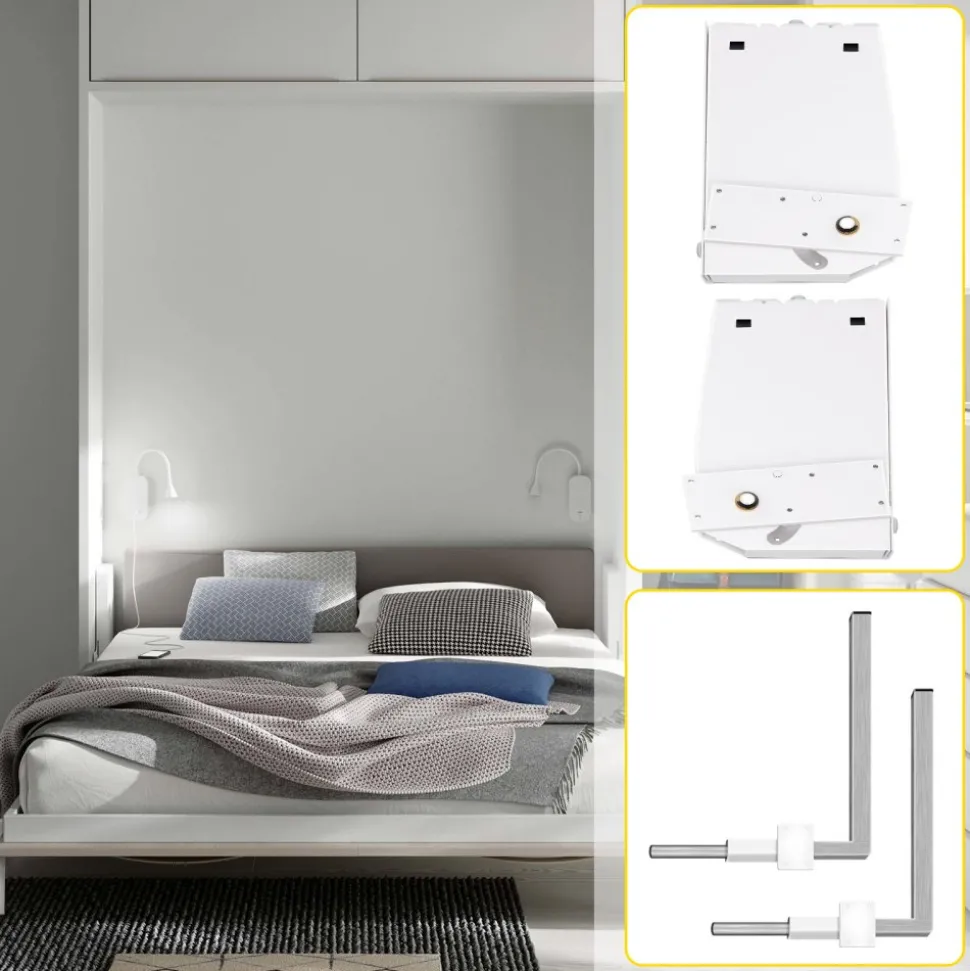 VEVOR Murphy Mounting Wall Springs Mechanism Heavy Duty Support Hardware DIY Kit for King Queen Bed (Vertical), White