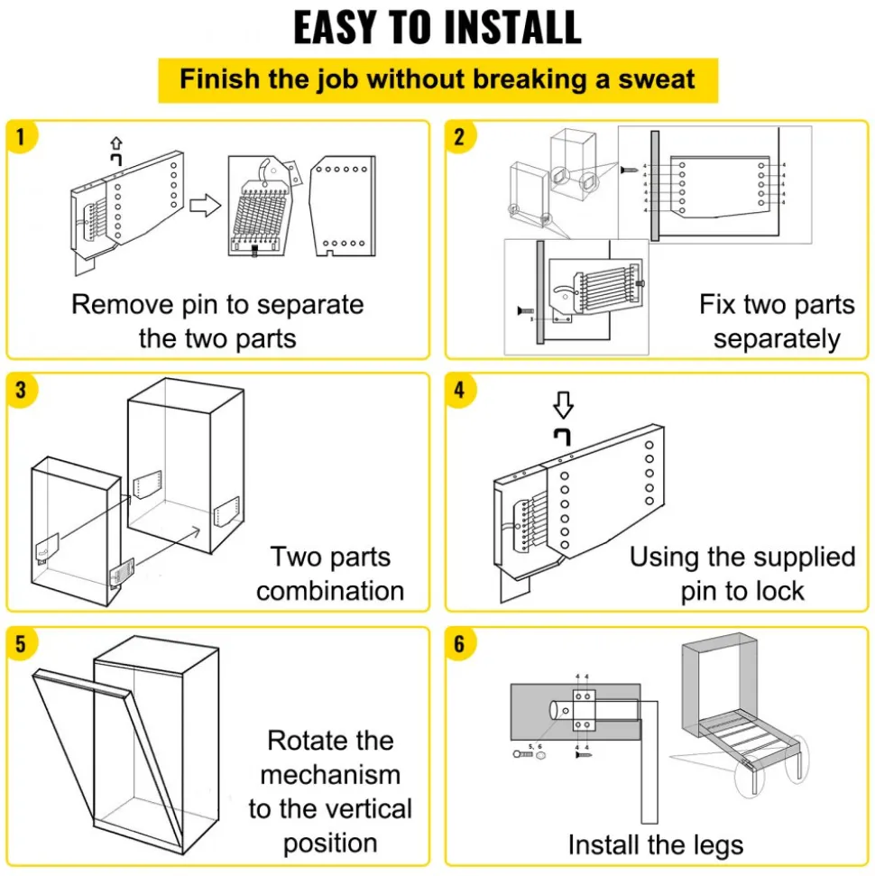 VEVOR Murphy Mounting Wall Springs Mechanism Heavy Duty Support Hardware DIY Kit for King Queen Bed (Vertical), White