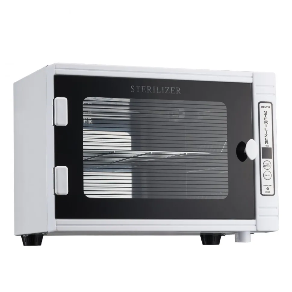 VEVOR Nail Tool Cleaning Machine, 12L Large Capacity, Tool Cabinet Cleaner Box with Timer Setting, Tempered Glass Door, 185nm Wavelength, for Labs, Home, Nail Salons, Hair Studios, Beauty Salons