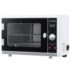 VEVOR Nail Tool Cleaning Machine, 12L Large Capacity, Knob Control, Tool Cabinet Cleaner Box with Timer Setting, Tempered Glass Door, 185nm Wavelength, for Labs, Home, Nail Salons, Beauty Salons