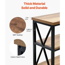 VEVOR Narrow Console Sofa Table, 55.1 inches Behind Couch Table, 3-Tier Long Entryway Table and Skinny Hallway Table, Narrow Sofa Table with Metal Frame, for Entryway, Hallway, Living Room & Bedroom