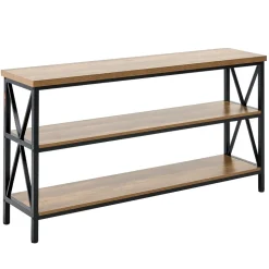 VEVOR Narrow Console Sofa Table, 55.1 inches Behind Couch Table, 3-Tier Long Entryway Table and Skinny Hallway Table, Narrow Sofa Table with Metal Frame, for Entryway, Hallway, Living Room & Bedroom