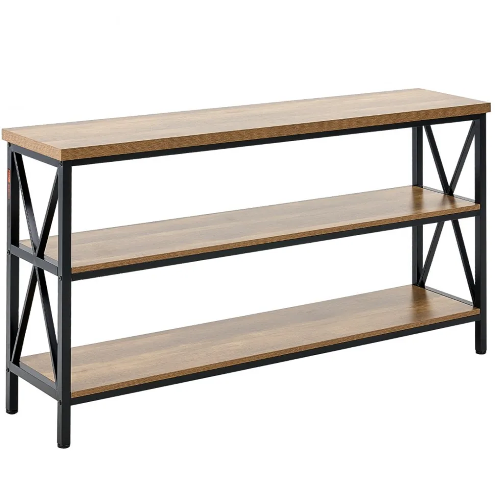 VEVOR Narrow Console Sofa Table, 55.1 inches Behind Couch Table, 3-Tier Long Entryway Table and Skinny Hallway Table, Narrow Sofa Table with Metal Frame, for Entryway, Hallway, Living Room & Bedroom