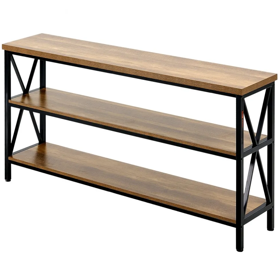 VEVOR Narrow Console Sofa Table, 55.1 inches Behind Couch Table, 3-Tier Long Entryway Table and Skinny Hallway Table, Narrow Sofa Table with Metal Frame, for Entryway, Hallway, Living Room & Bedroom