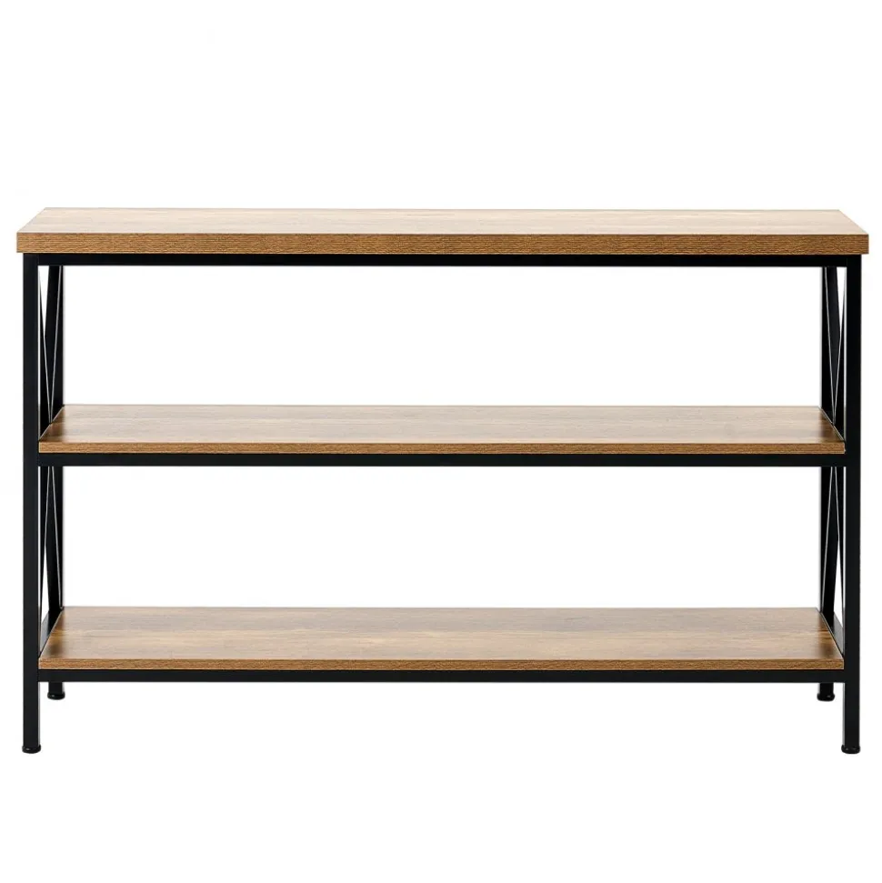 VEVOR Narrow Console Sofa Table, 55.1 inches Behind Couch Table, 3-Tier Long Entryway Table and Skinny Hallway Table, Narrow Sofa Table with Metal Frame, for Entryway, Hallway, Living Room & Bedroom