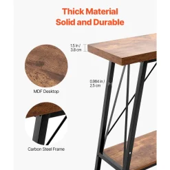 VEVOR Narrow Console Sofa Table, 70.9 inches Behind Couch Table, 2-Tier Long Entryway Table and Skinny Hallway Table, Narrow Sofa Table with Metal Frame, for Entryway, Hallway, Living Room & Bedroom