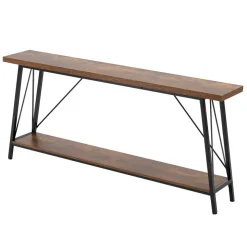 VEVOR Narrow Console Sofa Table, 70.9 inches Behind Couch Table, 2-Tier Long Entryway Table and Skinny Hallway Table, Narrow Sofa Table with Metal Frame, for Entryway, Hallway, Living Room & Bedroom
