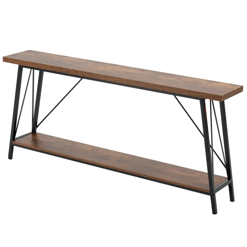 VEVOR Narrow Console Sofa Table, 70.9 inches Behind Couch Table, 2-Tier Long Entryway Table and Skinny Hallway Table, Narrow Sofa Table with Metal Frame, for Entryway, Hallway, Living Room & Bedroom