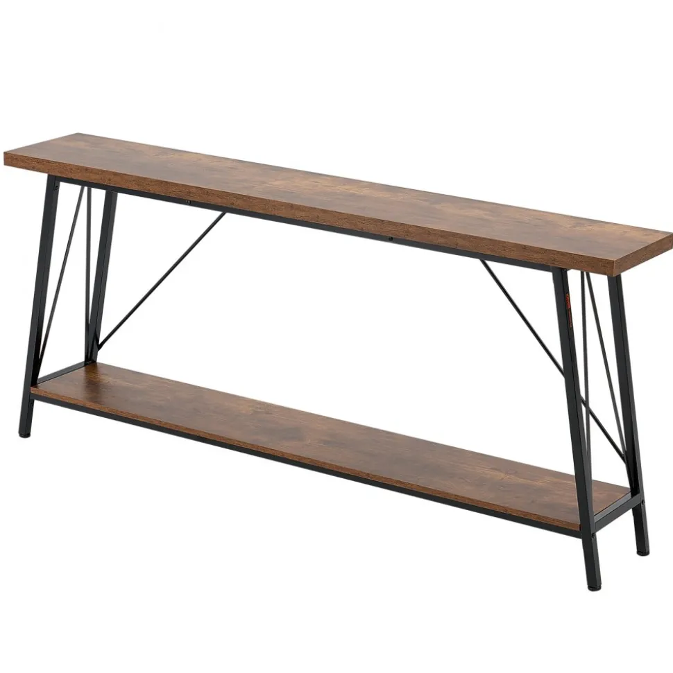 VEVOR Narrow Console Sofa Table, 70.9 inches Behind Couch Table, 2-Tier Long Entryway Table and Skinny Hallway Table, Narrow Sofa Table with Metal Frame, for Entryway, Hallway, Living Room & Bedroom