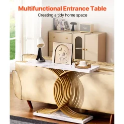 VEVOR Narrow Console Sofa Table, 39.4 inches Behind Couch Table, 1-Tier Long Entryway Table and Skinny Hallway Table, Narrow Sofa Table with Metal Frame, for Entryway, Hallway, Living Room & Bedroom