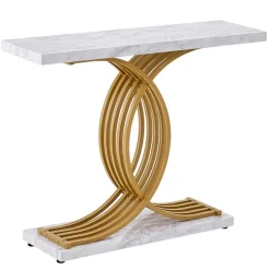 VEVOR Narrow Console Sofa Table, 39.4 inches Behind Couch Table, 1-Tier Long Entryway Table and Skinny Hallway Table, Narrow Sofa Table with Metal Frame, for Entryway, Hallway, Living Room & Bedroom