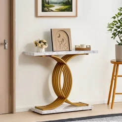 VEVOR Narrow Console Sofa Table, 39.4 inches Behind Couch Table, 1-Tier Long Entryway Table and Skinny Hallway Table, Narrow Sofa Table with Metal Frame, for Entryway, Hallway, Living Room & Bedroom