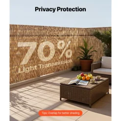 VEVOR Natural Reed Fencing, 4 ft x 16.4 ft, Decorative Natural Reed Fencing Roll, Decorative Fence for Backyard Divider, Privacy Screen Panel Curtain for Balcony Patio Garden Backyard Outdoor, Brown