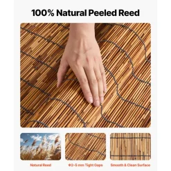 VEVOR Natural Reed Fencing, 4 ft x 16.4 ft, Decorative Natural Reed Fencing Roll, Decorative Fence for Backyard Divider, Privacy Screen Panel Curtain for Balcony Patio Garden Backyard Outdoor, Brown