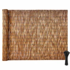 VEVOR Natural Reed Fencing, 4 ft x 16.4 ft, Decorative Natural Reed Fencing Roll, Decorative Fence for Backyard Divider, Privacy Screen Panel Curtain for Balcony Patio Garden Backyard Outdoor, Brown