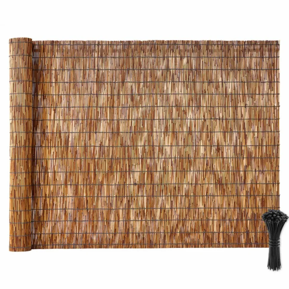 VEVOR Natural Reed Fencing, 4 ft x 16.4 ft, Decorative Natural Reed Fencing Roll, Decorative Fence for Backyard Divider, Privacy Screen Panel Curtain for Balcony Patio Garden Backyard Outdoor, Brown