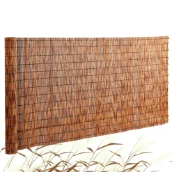 VEVOR Natural Reed Fencing, 5.5 ft x 16.4 ft, Reed Screen Curtain Balcony Reed Fence Roll for Outdoor Backyard Patio, Decorative Fence for Backyard Garden Fencing Divider, Privacy Screen Panel, Brown