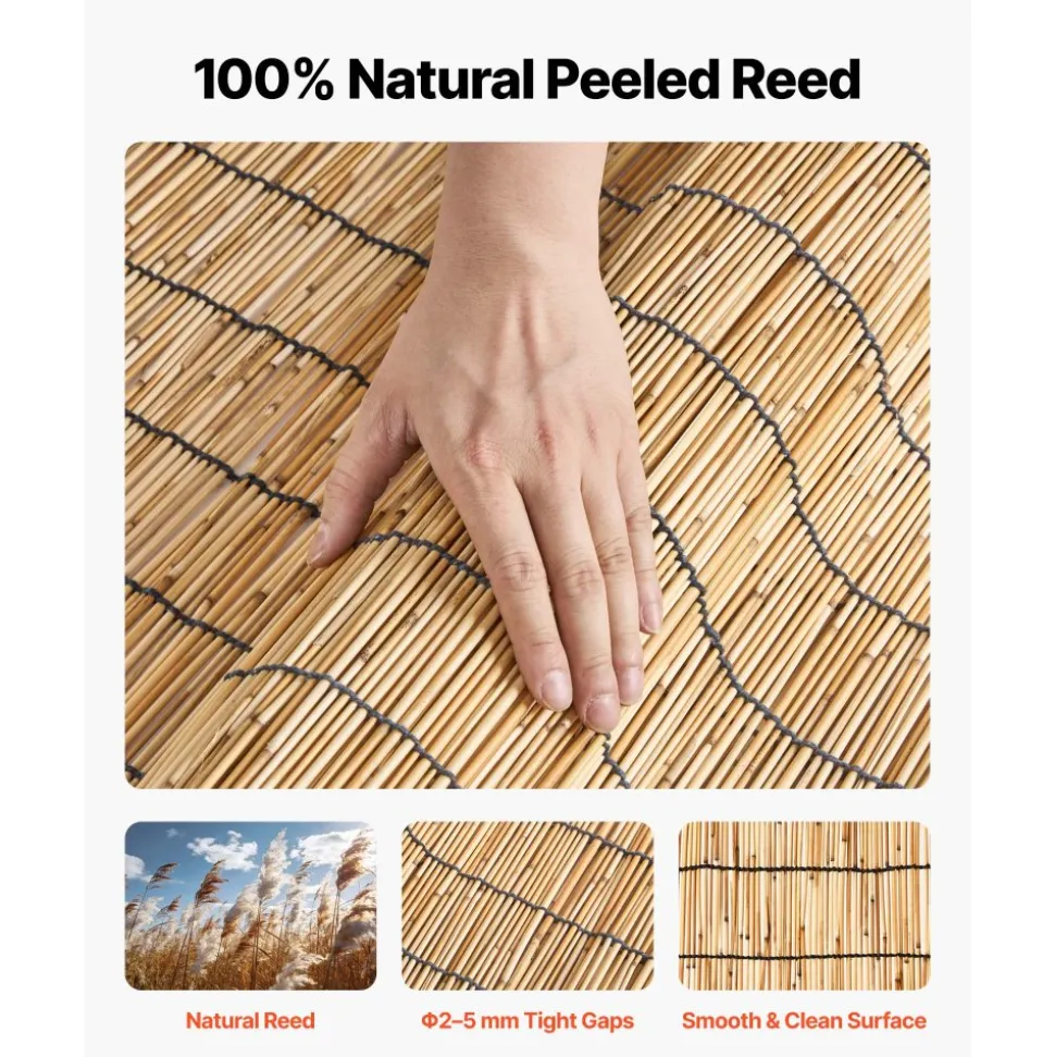 VEVOR Natural Reed Fencing, 4 ft x 16.4 ft, 2 Pack Decorative Natural Reed Fencing Roll, Decorative Fence for Backyard Divider, Privacy Screen Panel Curtain for Balcony Patio Garden Backyard Outdoor