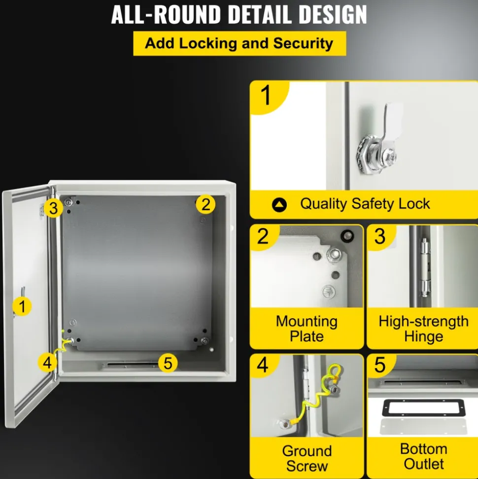 VEVOR NEMA Metal Case, 8x8x6'' NEMA 4X Metal Electric Enclosure, IP66 Water & Dust Resistant, Suitable for Both Outdoor & Indoor Electrical Connections