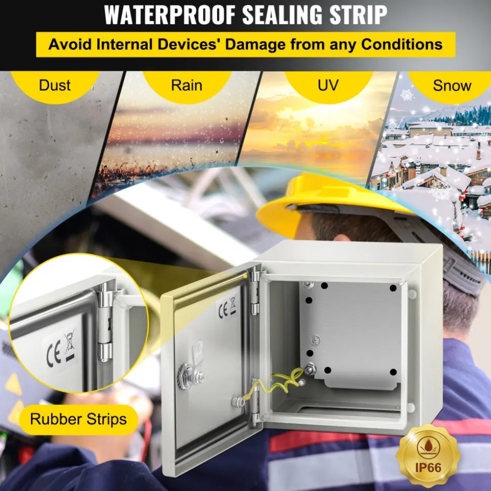VEVOR NEMA Metal Case, 8x8x6'' NEMA 4X Metal Electric Enclosure, IP66 Water & Dust Resistant, Suitable for Both Outdoor & Indoor Electrical Connections